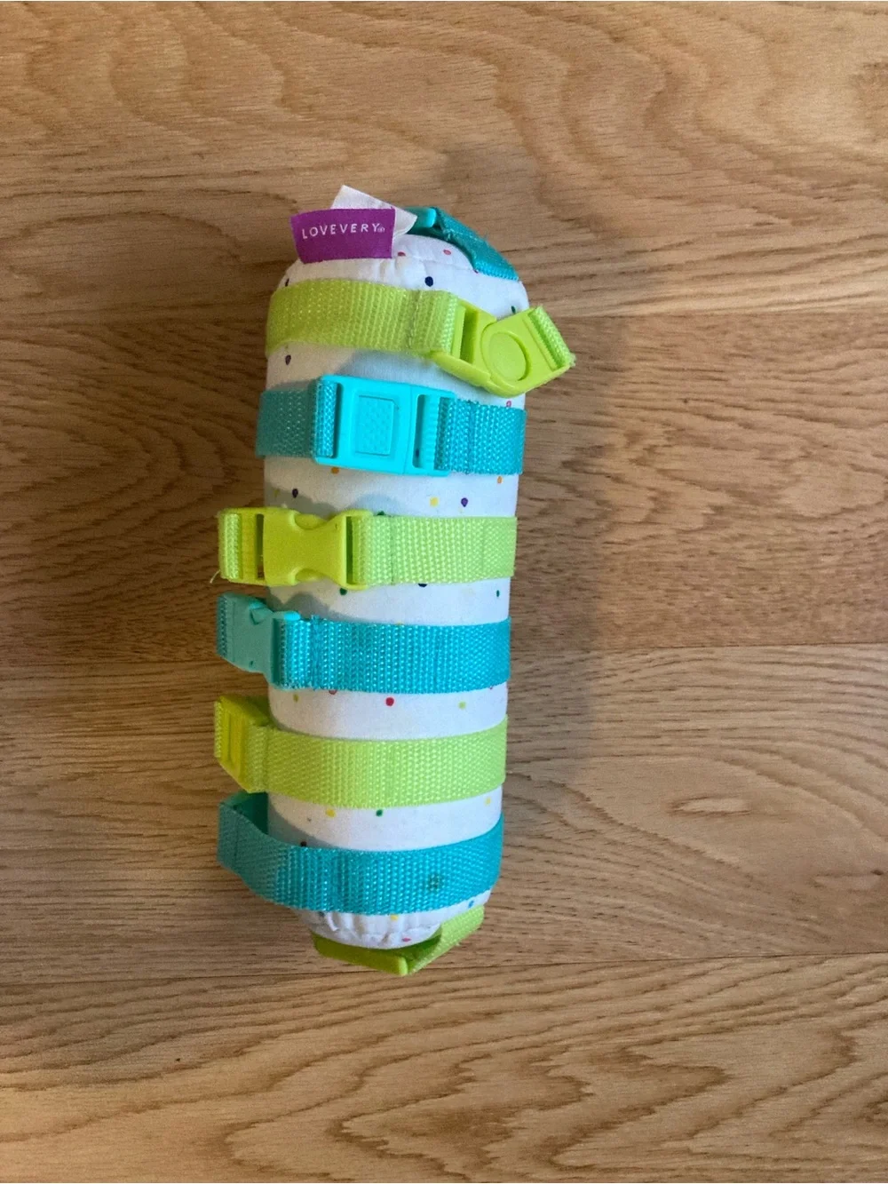 Lovevery Sensory Strap Toy in Teal & Lime